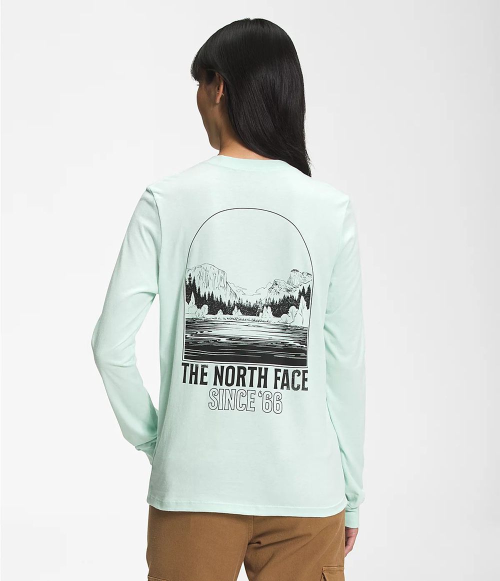 The North Face Lange Ärmel Mountain Peace T-Shirts Damen - Türkis CH-361HGAL